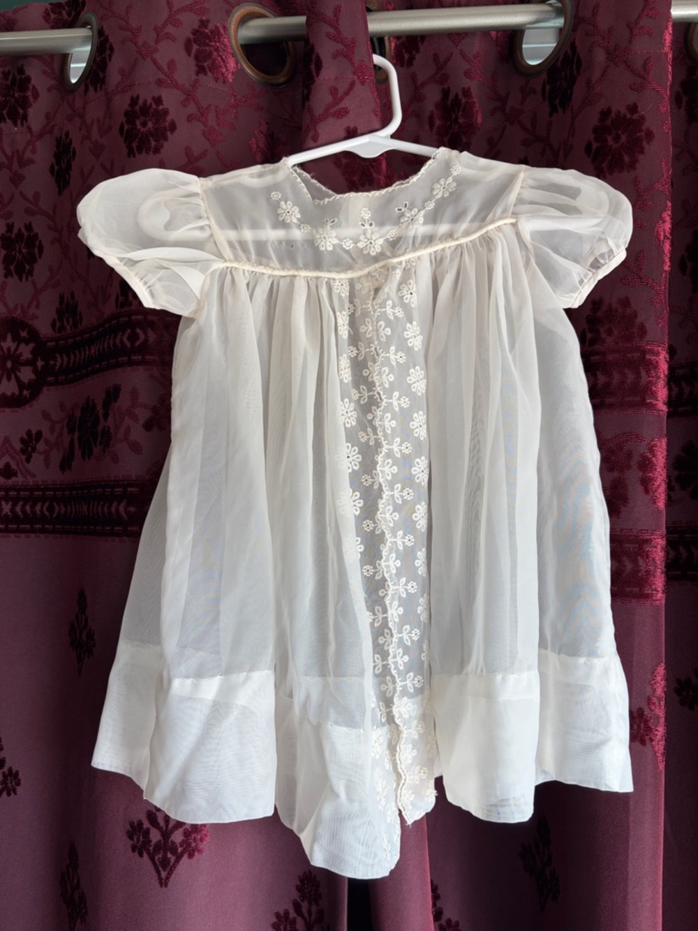 3/$20 White Sheer Embroidered Vintage Baby Dress 3-6 months